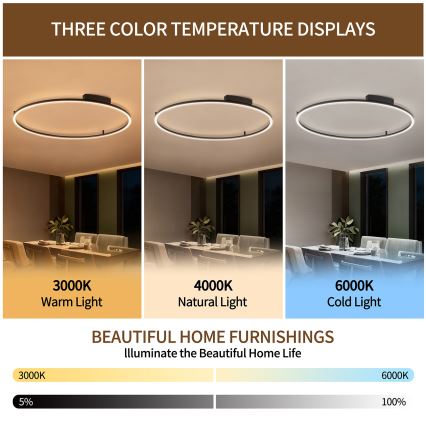 Brilagi - LED ściemnialna oprawa sufitowa PORTOFINO LED/85W/230V 3000-6000K śr. 120 cm czarna + pilot zdalnego sterowania