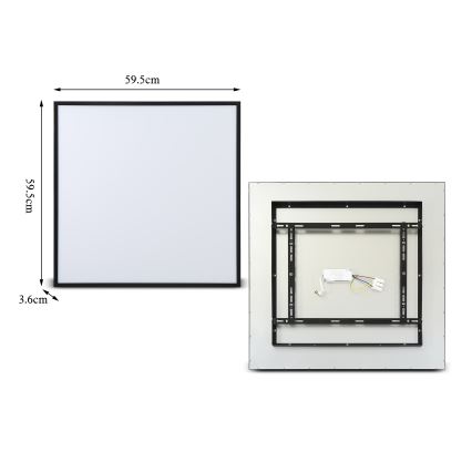 Brilagi - Ściemnialna oprawa sufitowa LED SLIMFRAME LED/58W/230V 60x60 cm 3000-6000K czarna + pilot zdalnego sterowania