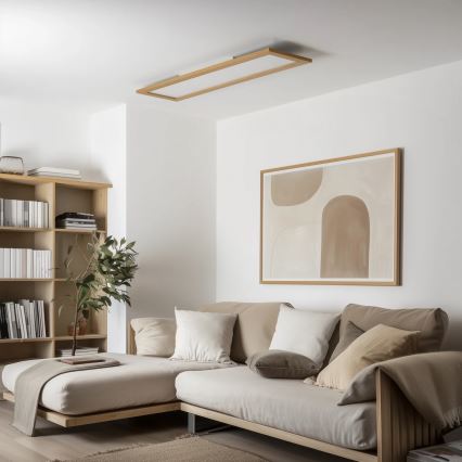 Brilagi - Lampa sufitowa LED ściemnialna SLIMFRAME WOOD LED/58W/230V 124x34 cm 3000-6000K brązowa + pilot zdalnego sterowania