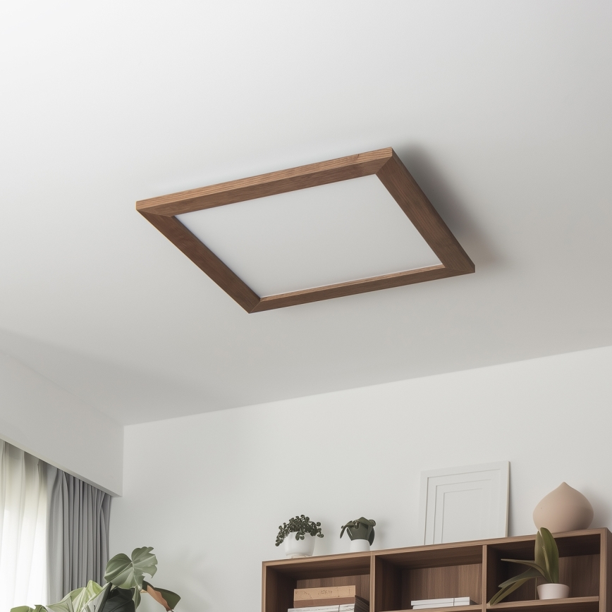 Brilagi - Ściemnialna lampa sufitowa LED SLIMFRAME WOOD LED/36W/230V 49,5x49,5 cm 3000-6000K ciemny brąz + pilot zdalnego sterowania