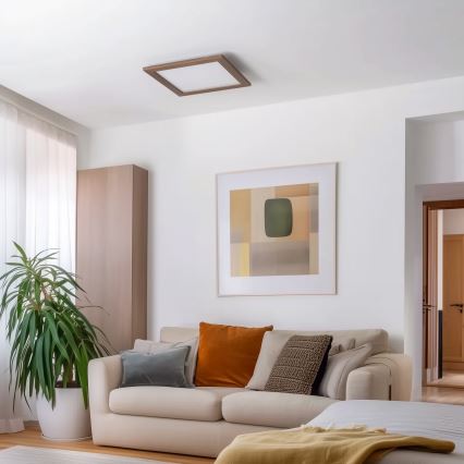 Brilagi - Ściemnialna lampa sufitowa LED SLIMFRAME WOOD LED/36W/230V 49,5x49,5 cm 3000-6000K ciemny brąz + pilot zdalnego sterowania