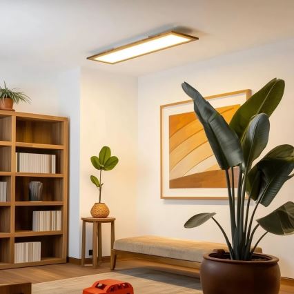 Brilagi - LED ściemnialna lampa sufitowa SLIMFRAME WOOD LED/58W/230V 124x33,7 cm 3000-6000K brązowa + pilot zdalnego sterowania