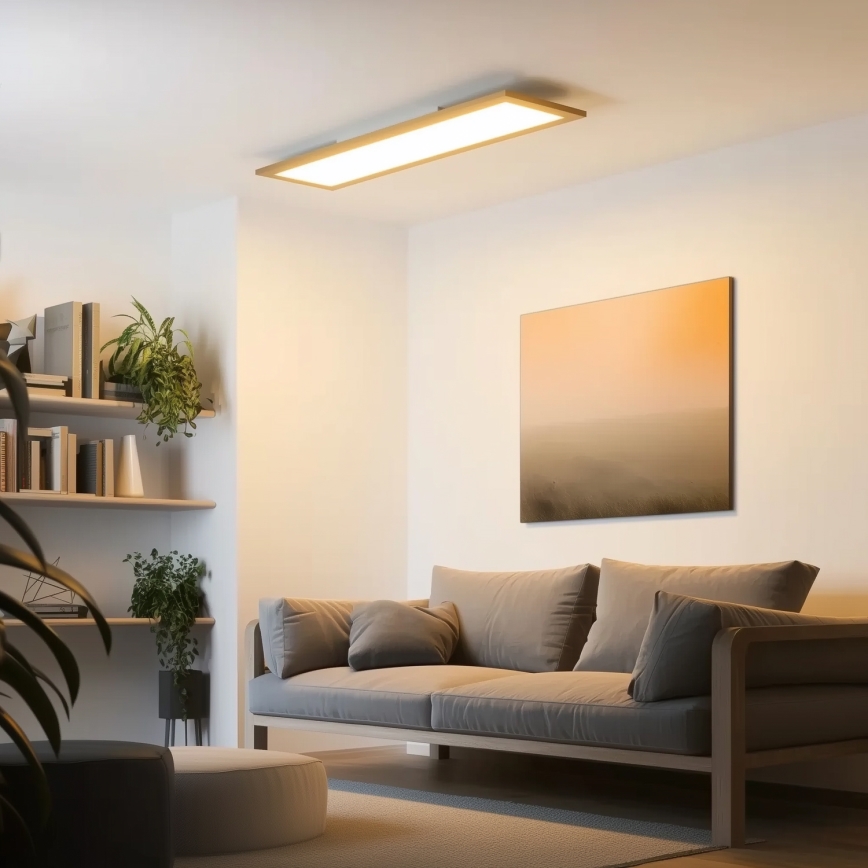 Brilagi - Ściemnialna lampa sufitowa LED SLIMFRAME WOOD LED/58W/230V 124x34 cm 3000-6000K brązowa + zdalne sterowanie