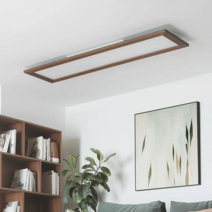 Brilagi - ściemnialna oprawa sufitowa SLIMFRAME WOOD LED/58W/230V 124x34 cm 3000-6000K ciemny brąz + pilot zdalnego sterowania