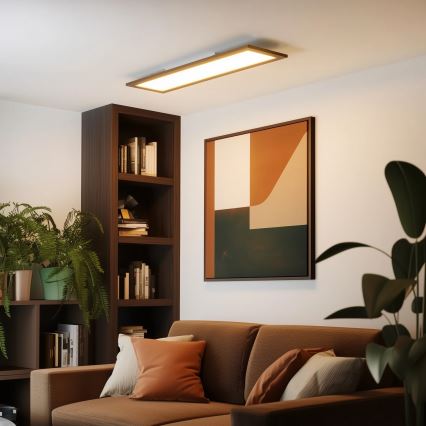 Brilagi - ściemnialna oprawa sufitowa SLIMFRAME WOOD LED/58W/230V 124x34 cm 3000-6000K ciemny brąz + pilot zdalnego sterowania