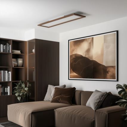 Brilagi - ściemnialna oprawa sufitowa SLIMFRAME WOOD LED/58W/230V 124x34 cm 3000-6000K ciemny brąz + pilot zdalnego sterowania