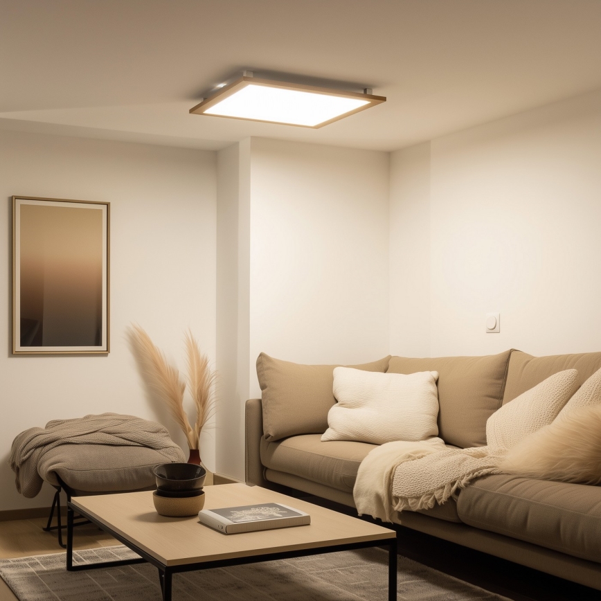 Brilagi - Ściemnialna lampa sufitowa LED SLIMFRAME WOOD LED/58W/230V 64x64 cm 3000-6000K brązowa + pilot zdalnego sterowania