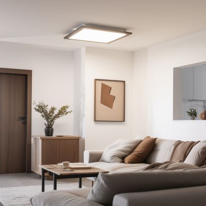 Brilagi - ściemnialna oprawa sufitowa LED SLIMFRAME WOOD LED/58W/230V 64x64 cm 3000-6000K ciemny brąz + zdalne sterowanie