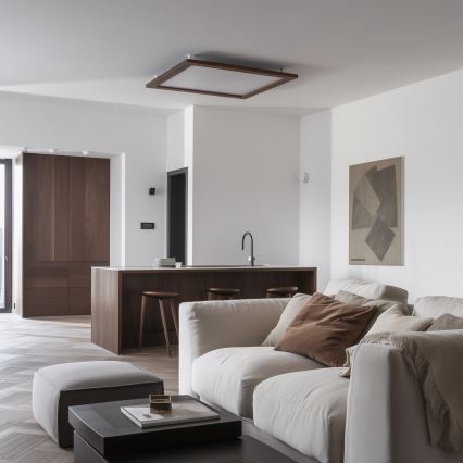 Brilagi - ściemnialna oprawa sufitowa LED SLIMFRAME WOOD LED/58W/230V 64x64 cm 3000-6000K ciemny brąz + zdalne sterowanie