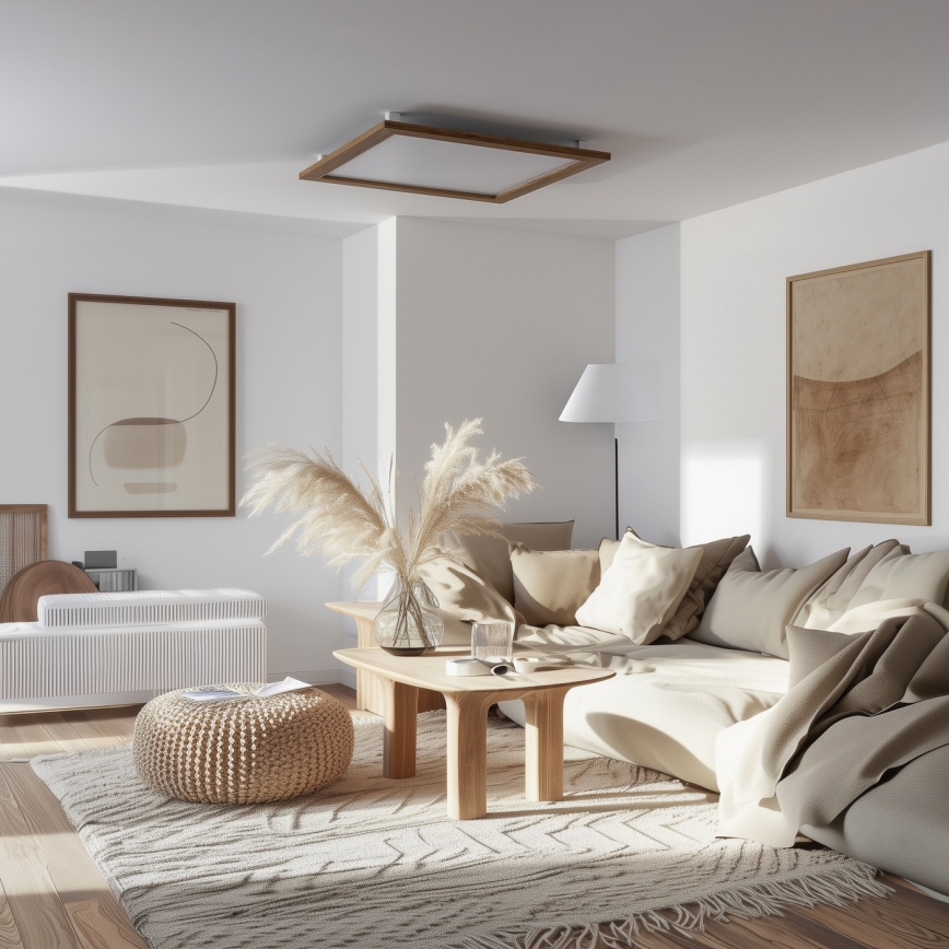 Brilagi - ściemnialna oprawa sufitowa LED SLIMFRAME WOOD LED/58W/230V 64x64 cm 3000-6000K brązowa + pilot zdalnego sterowania