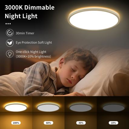 Brilagi - ściemnialna lampa sufitowa ULTRA SLIM LED/18W/230V 2700–6500K śr. 30 cm biała + pilot zdalnego sterowania