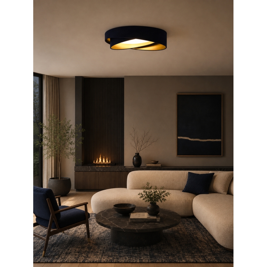 BRILAGI - LED Ściemnialna lampa sufitowa VELVET TWIST LED/36W/230V 3000-6000K Ø 65 cm Wi-Fi Tuya Beacon niebieska/złota + pilot zdalnego sterowania