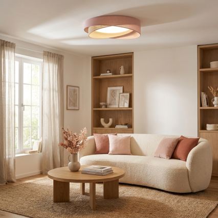 BRILAGI - LED ściemnialna lampa sufitowa VELVET TWIST LED/36W/230V 3000-6000K śr. 65 cm Wi-Fi Tuya Beacon różowa/beżowa + pilot zdalnego sterowania
