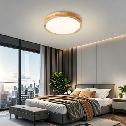 Brilagi - LED ściemnialna oprawa sufitowa WOODLINE LED/48W/230V 3000-6000K dąb śr. 40 cm + pilot zdalnego sterowania
