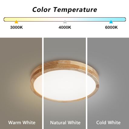 Brilagi - LED ściemnialna oprawa sufitowa WOODLINE LED/48W/230V 3000-6000K dąb śr. 40 cm + pilot zdalnego sterowania