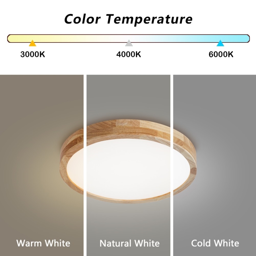 Brilagi - LED ściemnialna oprawa sufitowa WOODLINE LED/48W/230V 3000-6000K dąb śr. 40 cm + pilot zdalnego sterowania
