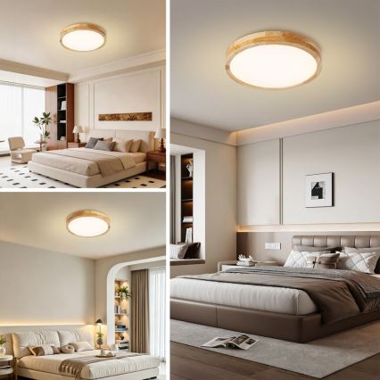 Brilagi - LED ściemnialna oprawa sufitowa WOODLINE LED/48W/230V 3000-6000K dąb śr. 40 cm + pilot zdalnego sterowania