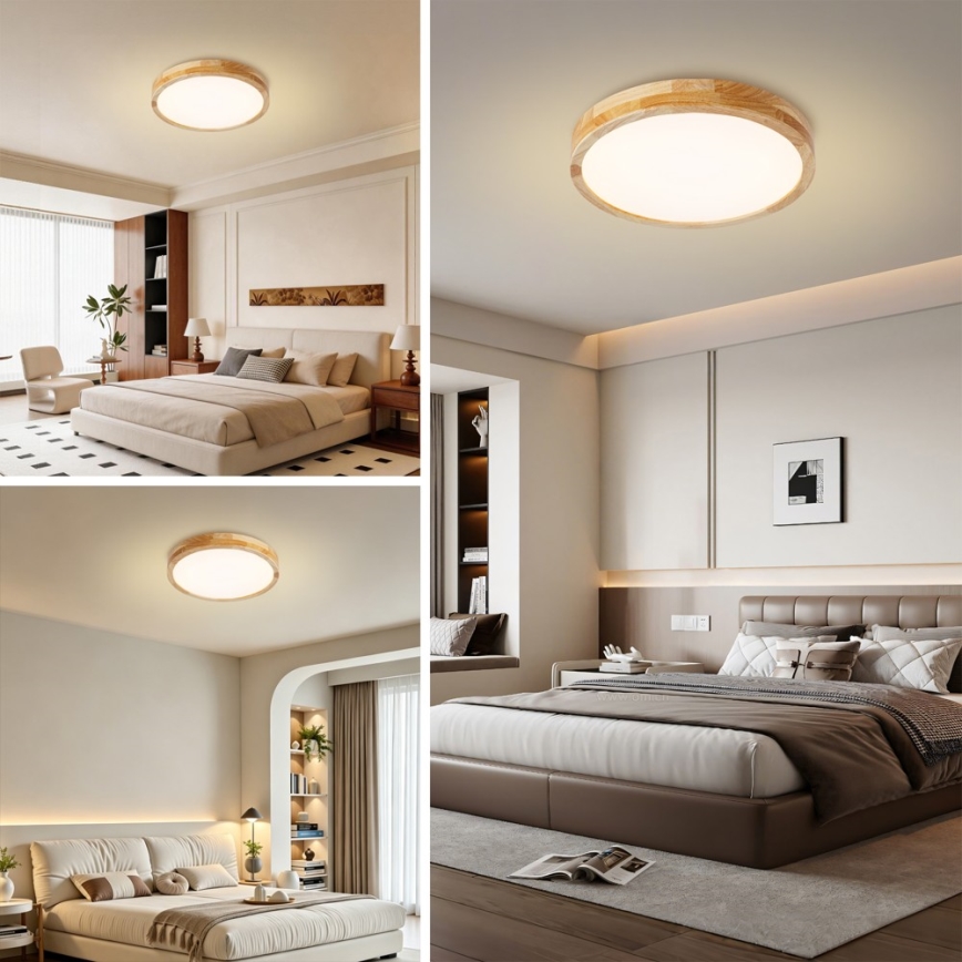 Brilagi - LED ściemnialna oprawa sufitowa WOODLINE LED/48W/230V 3000-6000K dąb śr. 40 cm + pilot zdalnego sterowania