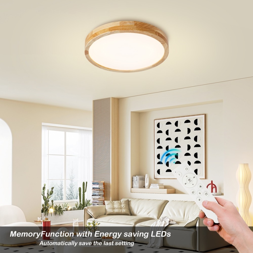 Brilagi - LED ściemnialna oprawa sufitowa WOODLINE LED/48W/230V 3000-6000K dąb śr. 40 cm + pilot zdalnego sterowania