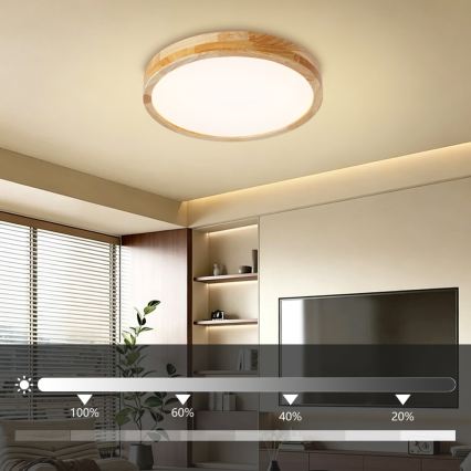 Brilagi - LED ściemnialna oprawa sufitowa WOODLINE LED/48W/230V 3000-6000K dąb śr. 40 cm + pilot zdalnego sterowania