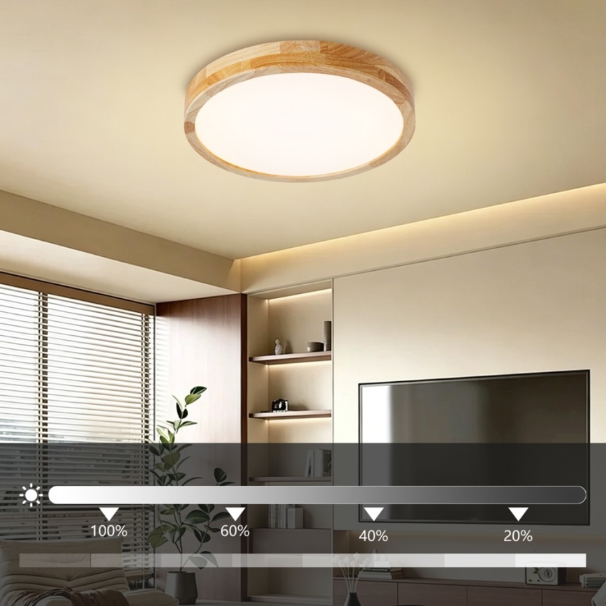 Brilagi - LED ściemnialna oprawa sufitowa WOODLINE LED/48W/230V 3000-6000K dąb śr. 40 cm + pilot zdalnego sterowania