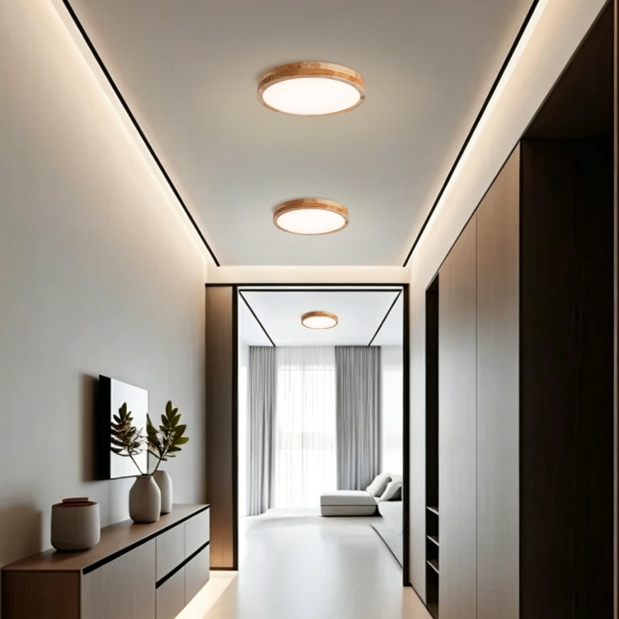 Brilagi - LED ściemnialna oprawa sufitowa WOODLINE LED/48W/230V 3000-6000K dąb śr. 40 cm + pilot zdalnego sterowania