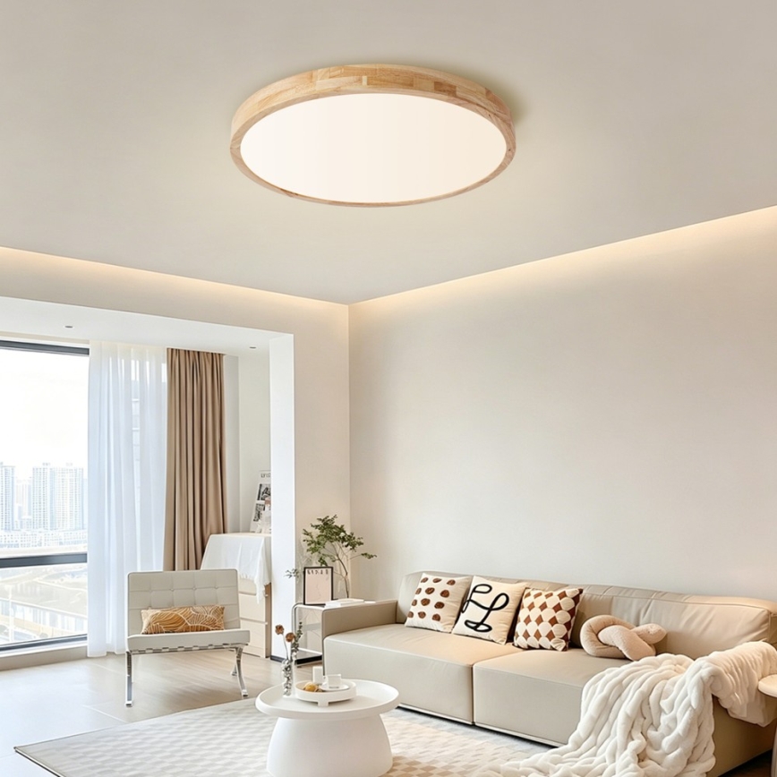 Brilagi - Lampa sufitowa WOODLINE LED/72W/230V z funkcją ściemniania 3000-6000K dąb śr. 60 cm + pilot