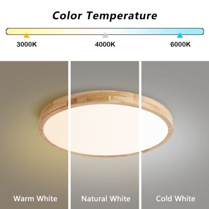 Brilagi - Lampa sufitowa WOODLINE LED/72W/230V z funkcją ściemniania 3000-6000K dąb śr. 60 cm + pilot