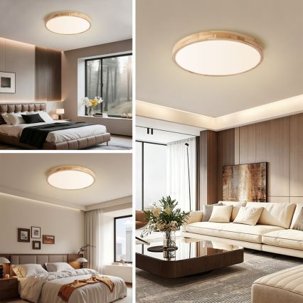 Brilagi - Lampa sufitowa WOODLINE LED/72W/230V z funkcją ściemniania 3000-6000K dąb śr. 60 cm + pilot