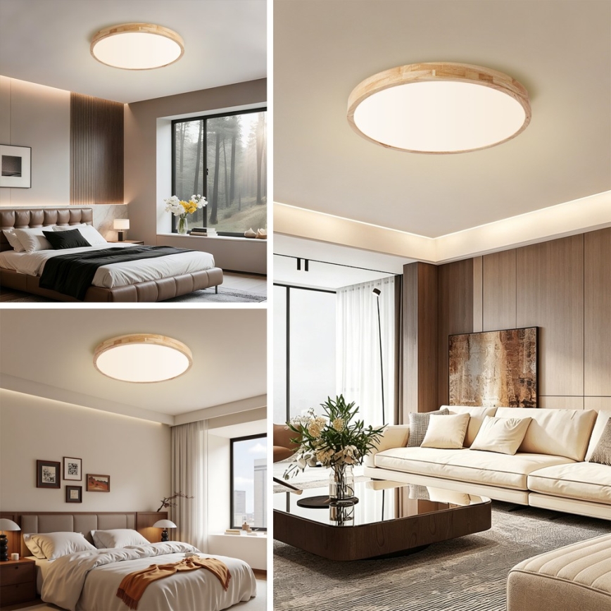 Brilagi - Lampa sufitowa WOODLINE LED/72W/230V z funkcją ściemniania 3000-6000K dąb śr. 60 cm + pilot