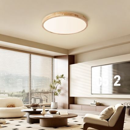 Brilagi - Lampa sufitowa WOODLINE LED/72W/230V z funkcją ściemniania 3000-6000K dąb śr. 60 cm + pilot