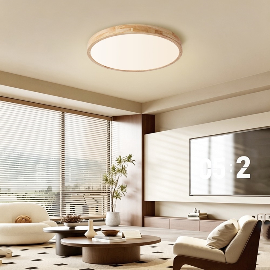 Brilagi - Lampa sufitowa WOODLINE LED/72W/230V z funkcją ściemniania 3000-6000K dąb śr. 60 cm + pilot