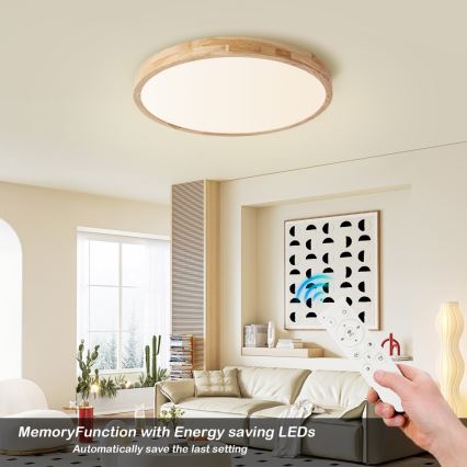 Brilagi - Lampa sufitowa WOODLINE LED/72W/230V z funkcją ściemniania 3000-6000K dąb śr. 60 cm + pilot