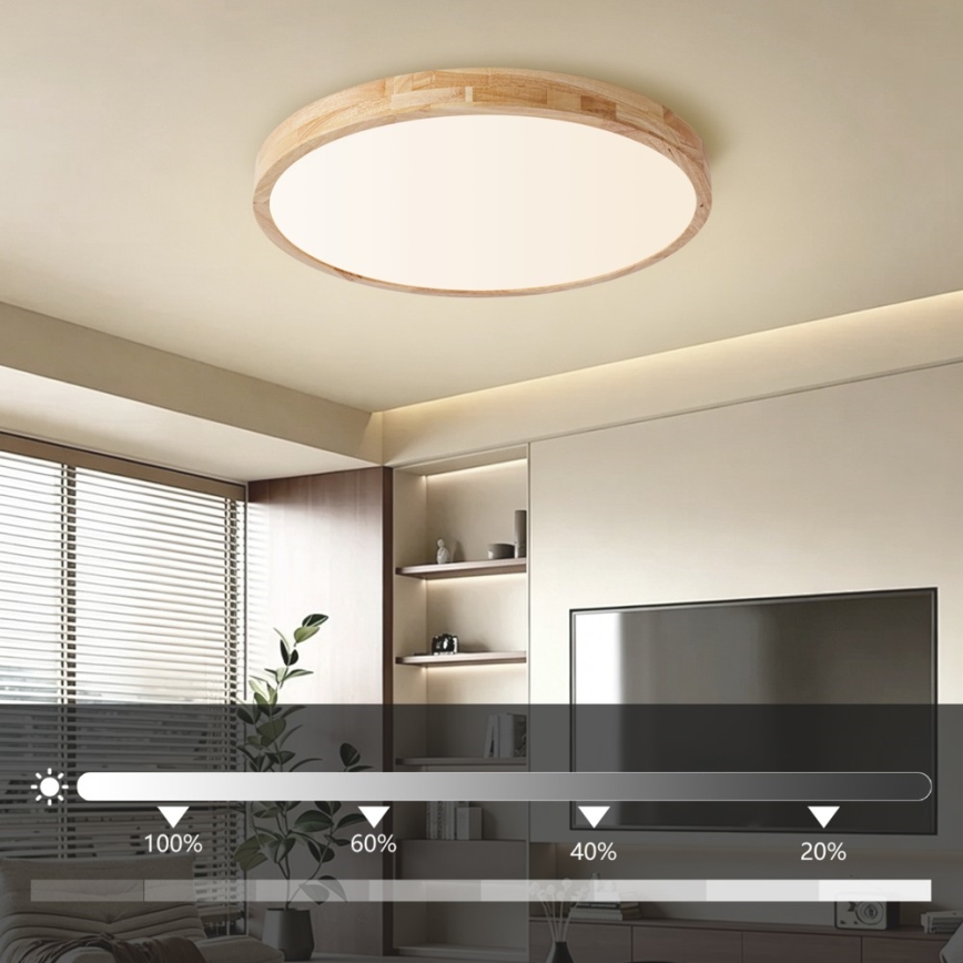 Brilagi - Lampa sufitowa WOODLINE LED/72W/230V z funkcją ściemniania 3000-6000K dąb śr. 60 cm + pilot