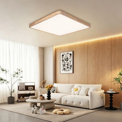 BRILAGI - ściemnialna lampa sufitowa LED WOODLINE SQUARE LED/180W/230V 3000-6000K dąb 100x100 cm + pilot zdalnego sterowania