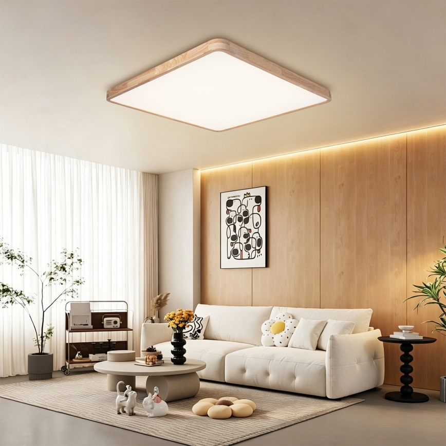 BRILAGI - ściemnialna lampa sufitowa LED WOODLINE SQUARE LED/180W/230V 3000-6000K dąb 100x100 cm + pilot zdalnego sterowania