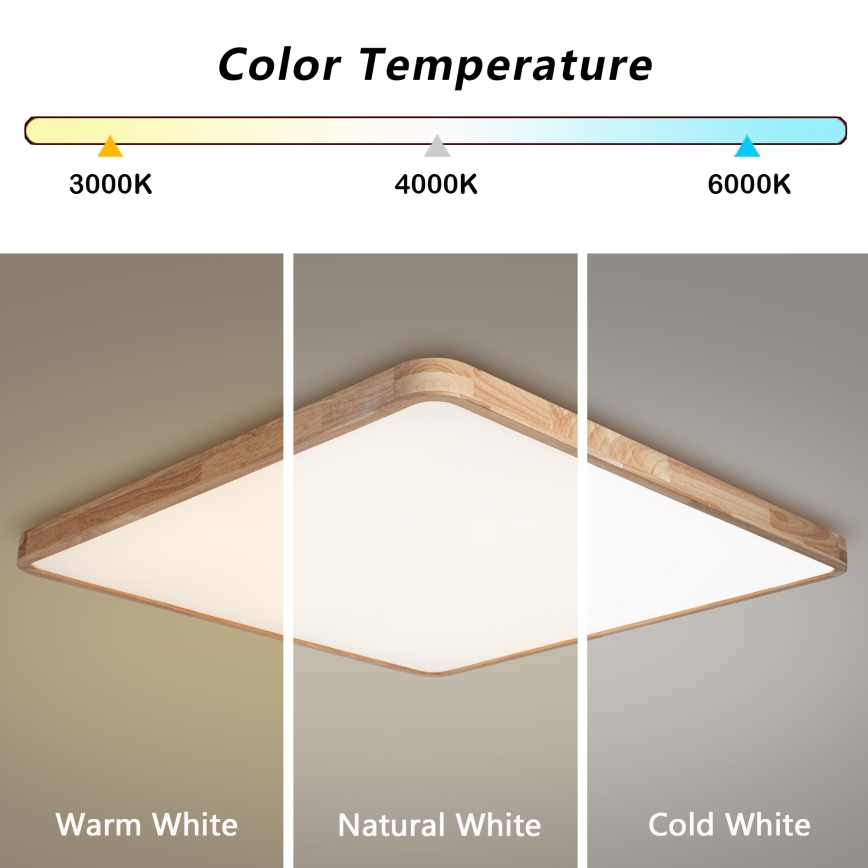 Brilagi - ściemnialna lampa sufitowa LED WOODLINE SQUARE LED/180W/230V 3000-6000K dąb 100x100 cm + pilot zdalnego sterowania