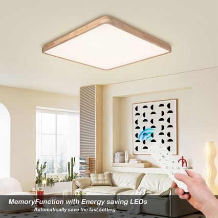 BRILAGI - ściemnialna lampa sufitowa LED WOODLINE SQUARE LED/180W/230V 3000-6000K dąb 100x100 cm + pilot zdalnego sterowania