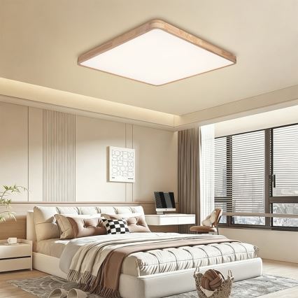 BRILAGI - ściemnialna lampa sufitowa LED WOODLINE SQUARE LED/180W/230V 3000-6000K dąb 100x100 cm + pilot zdalnego sterowania