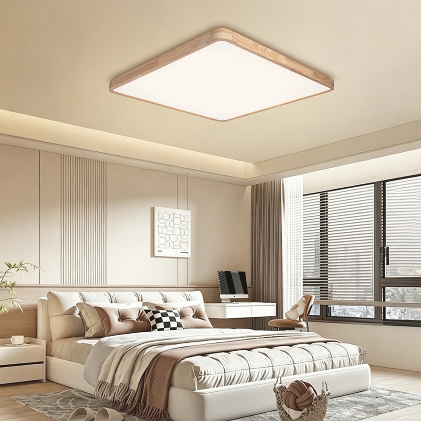 BRILAGI - ściemnialna lampa sufitowa LED WOODLINE SQUARE LED/180W/230V 3000-6000K dąb 100x100 cm + pilot zdalnego sterowania