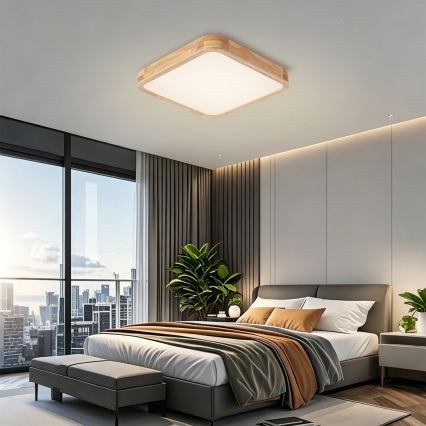 Brilagi - Oprawa sufitowa LED z funkcją ściemniania WOODLINE SQUARE LED/48W/230V 3000-6000K dąb 40x40 cm + pilot zdalnego sterowania