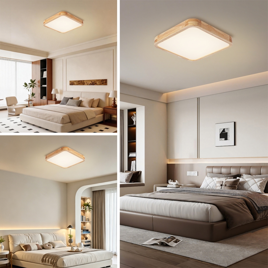 Brilagi - Oprawa sufitowa LED z funkcją ściemniania WOODLINE SQUARE LED/48W/230V 3000-6000K dąb 40x40 cm + pilot zdalnego sterowania