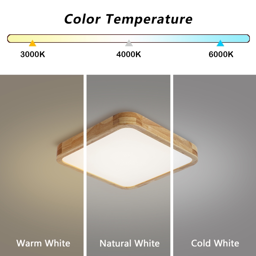 Brilagi - Oprawa sufitowa LED z funkcją ściemniania WOODLINE SQUARE LED/48W/230V 3000-6000K dąb 40x40 cm + pilot zdalnego sterowania
