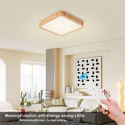 Brilagi - Oprawa sufitowa LED z funkcją ściemniania WOODLINE SQUARE LED/48W/230V 3000-6000K dąb 40x40 cm + pilot zdalnego sterowania