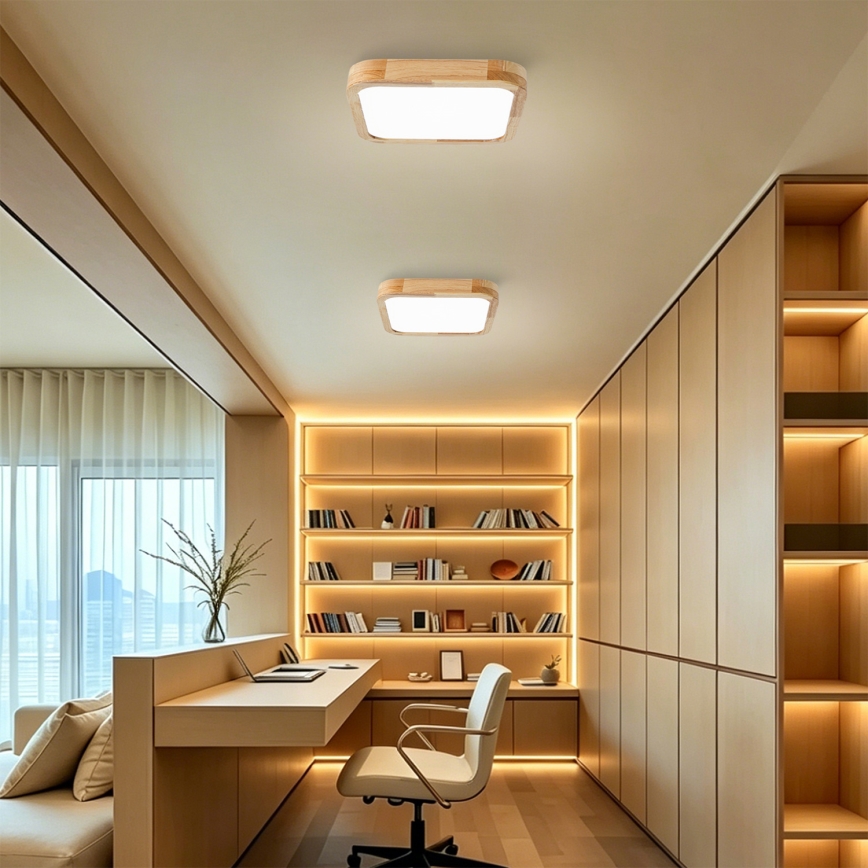 Brilagi - Oprawa sufitowa LED z funkcją ściemniania WOODLINE SQUARE LED/48W/230V 3000-6000K dąb 40x40 cm + pilot zdalnego sterowania