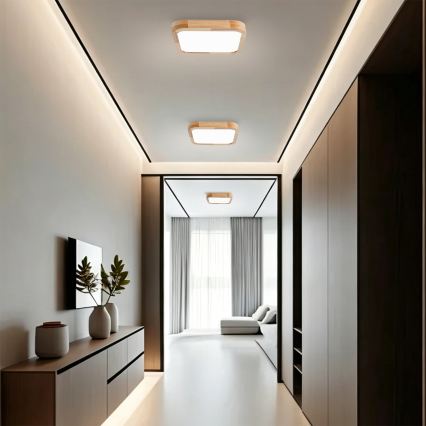 Brilagi - Oprawa sufitowa LED z funkcją ściemniania WOODLINE SQUARE LED/48W/230V 3000-6000K dąb 40x40 cm + pilot zdalnego sterowania