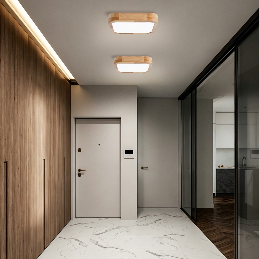 Brilagi - Oprawa sufitowa LED z funkcją ściemniania WOODLINE SQUARE LED/48W/230V 3000-6000K dąb 40x40 cm + pilot zdalnego sterowania