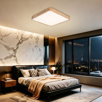 Brilagi - Ściemniwalna lampa sufitowa WOODLINE SQUARE LED/80W/230V 3000-6000K dąb 60x60 cm + pilot zdalnego sterowania