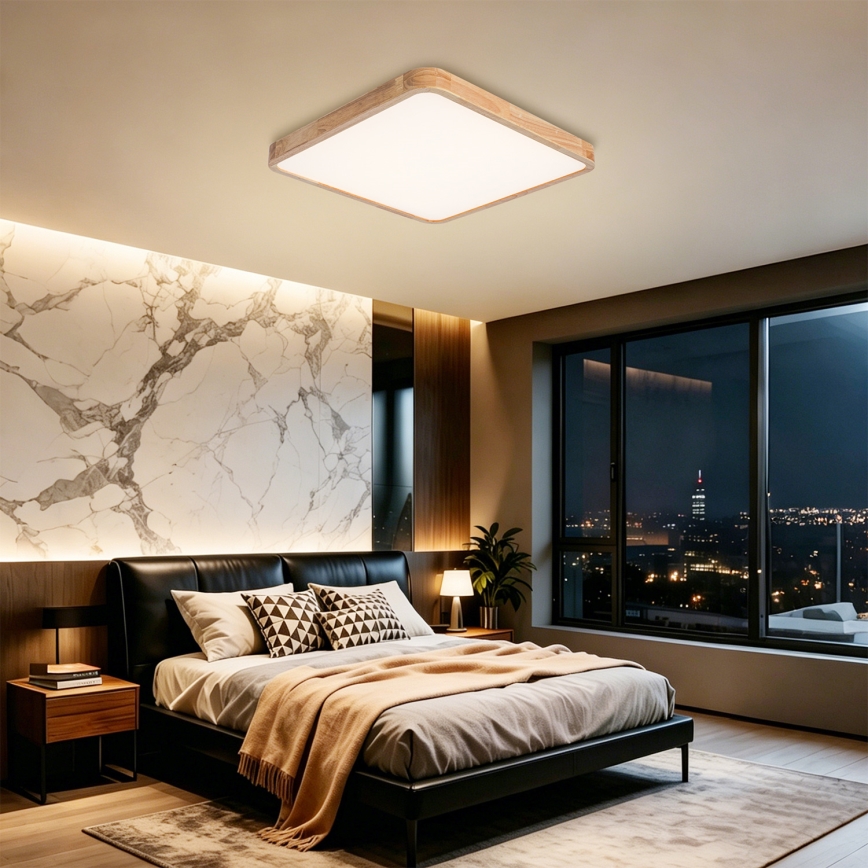Brilagi - Ściemniwalna lampa sufitowa WOODLINE SQUARE LED/80W/230V 3000-6000K dąb 60x60 cm + pilot zdalnego sterowania