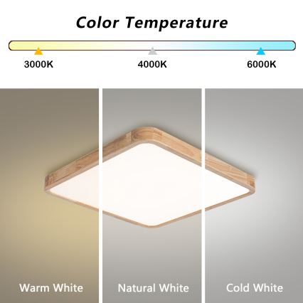 Brilagi - Ściemniwalna lampa sufitowa WOODLINE SQUARE LED/80W/230V 3000-6000K dąb 60x60 cm + pilot zdalnego sterowania